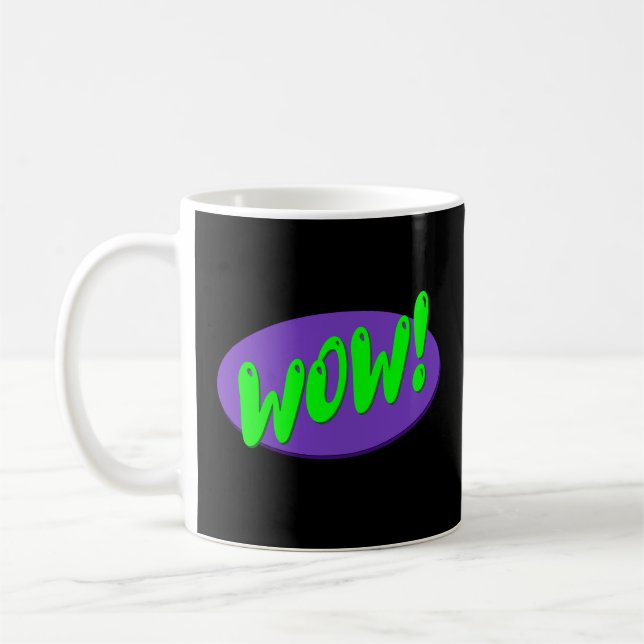 "Wow!" Tecknad Bok Stil Kaffemugg (Vänster)