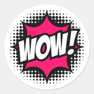 WOW! Tecknad Bok Stil Runt Klistermärke