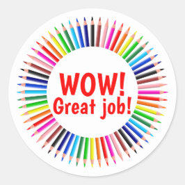 Wow Underbar arbetsfärgad läraruppmuntran Runt Klistermärke