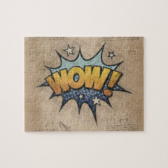 WOW! Vintage Tecknad Bok Steampunk Pop Art Pussel (Horisontell)