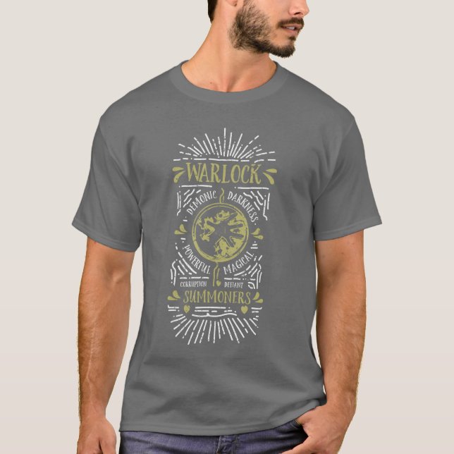 Wow Warlock Rollspelande Gamer kille T Shirt (Framsida)
