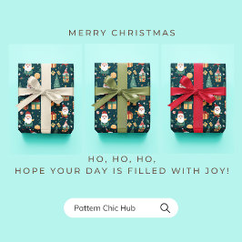 WP01 Jultomten Julgran Gift Boxes Grönt Presentpapper