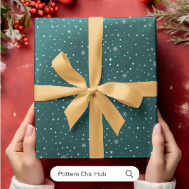 WP05 Snowflake-julets Grönt Modern Elegant Presentpapper