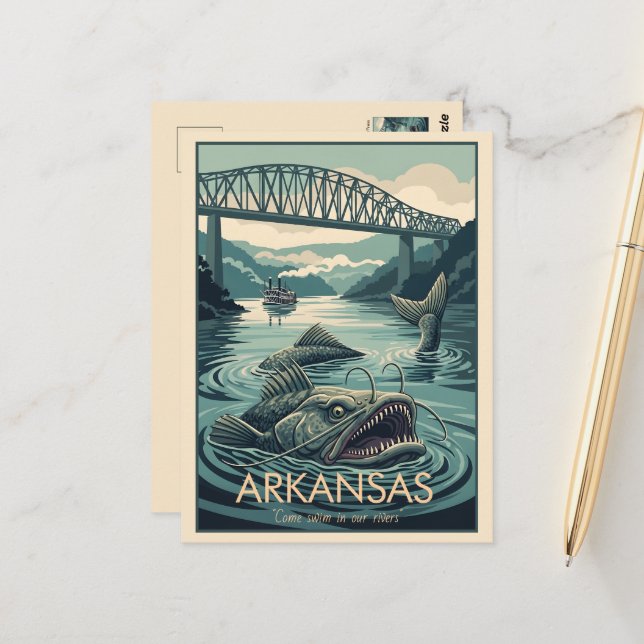 WPA Arkansas White River Vykort (Fram/Back In Situ)