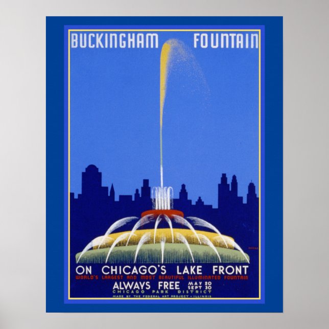 WPA Buckingham Fontän Chicago Ill Poster (Framsidan)