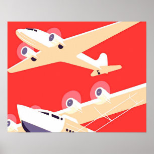 WPA-färgad Vintage för flygplan Poster