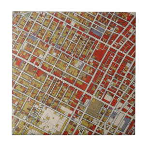 WPA-karta av centralen Los Angeles Kakelplatta