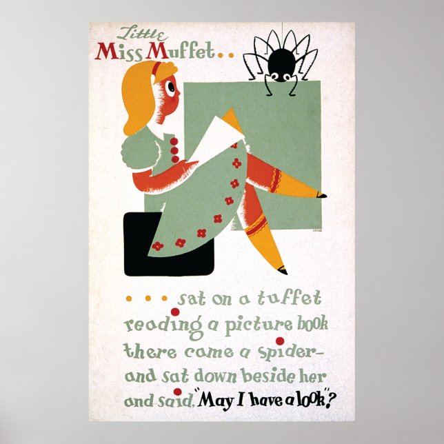 WPA Little Miss Muffet 1936 Poster (Framsidan)
