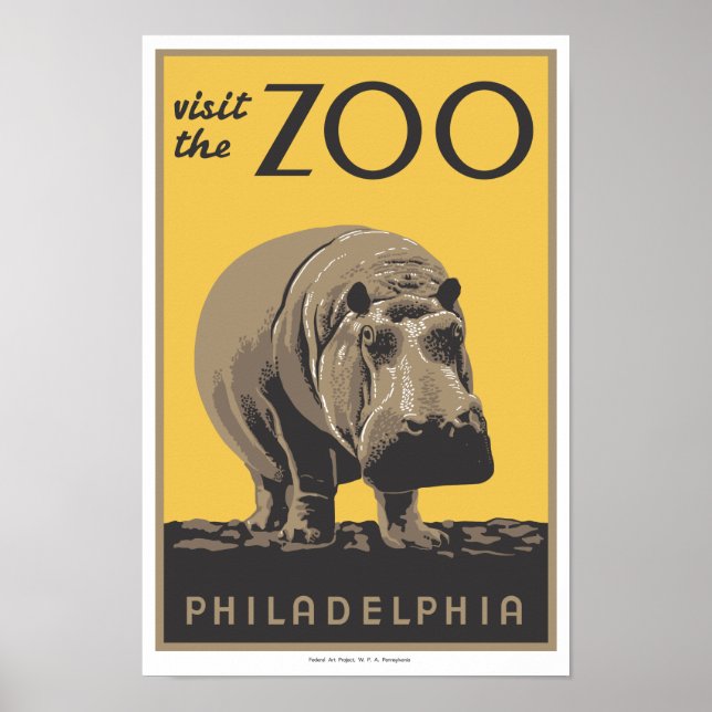WPA Poster "Besök zoot" Philadelphia (Framsidan)