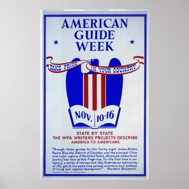 WPA-skrivprogram för American Guide Week Poster (Framsidan)
