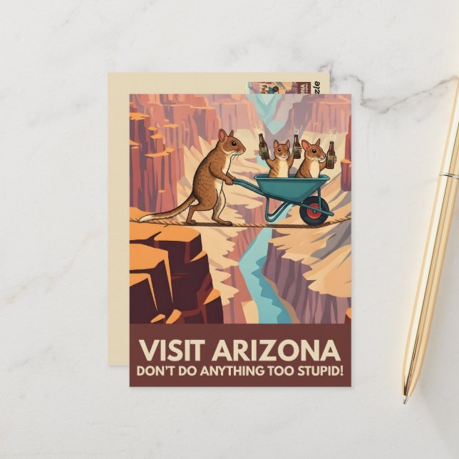 WPA style Visit Arizona Postcard Vykort (Fram/Back In Situ)