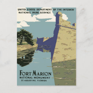 WPA Vintage resor Poster Fort Marion Florida Vykort