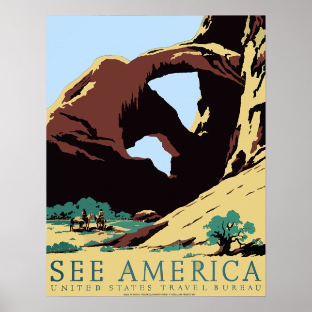 WPA Vintage resor Poster Se Amerika Arches (Framsidan)
