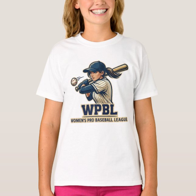 WPBL Womens Pro Baseball League Maskottdesign T Shirt (Framsida)