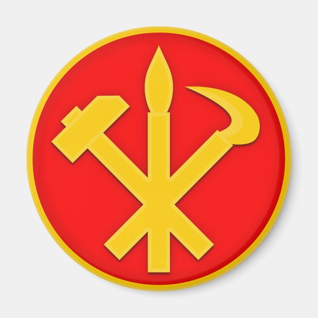WPK Workers Party Nordkoreas emblem i Nordkorea Magnet (Framsidan)