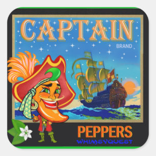 WQ LEKSAKER STICKER: kapten Cayenne Pepper Fyrkantigt Klistermärke