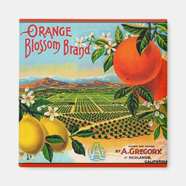 WQ MAGNET : Orange Blommar Låda-etikett