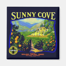 WQ MAGNET: Sunny Cove Fruit Låda-etikett