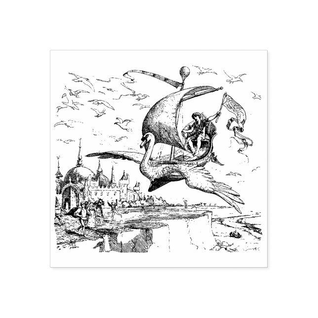 WQ RUBBER FRIMÄRKE: Magic Flies Svan Boat Stämpel (Tryck)