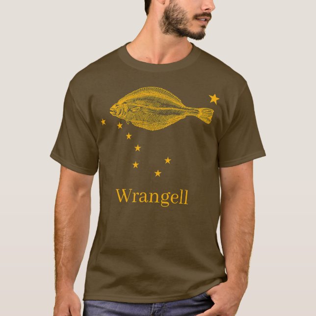 Wrangell Alaska Statlig flagga Halibut Fishing T Shirt (Framsida)