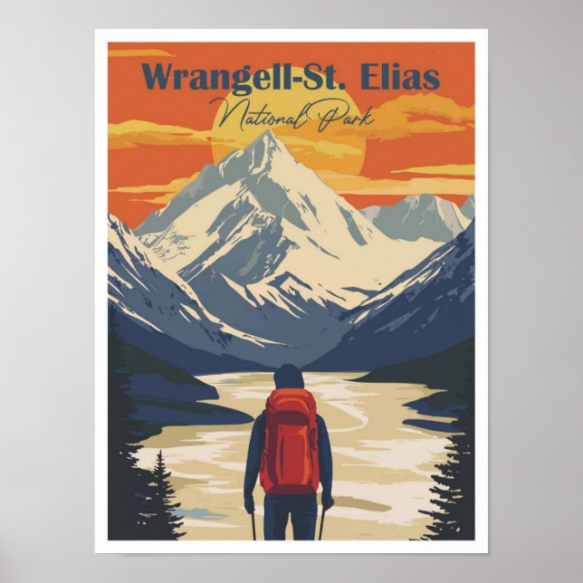 Wrangell St Elias Alaska Artwork Travel Ställe Poster (Framsidan)
