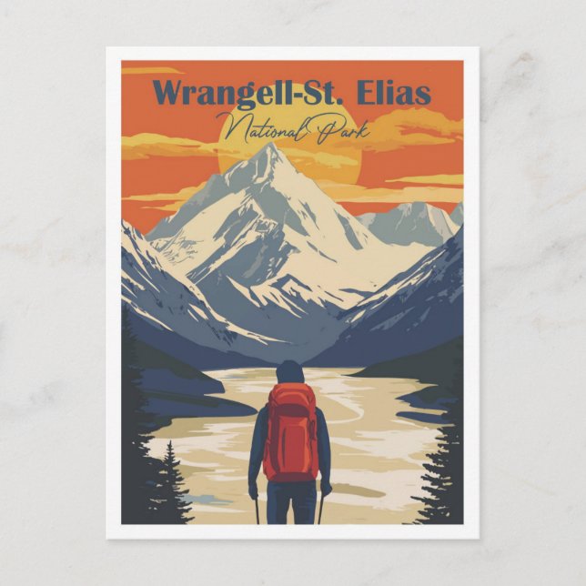 Wrangell St Elias Alaska Artwork Travel Ställe Vykort (Framsida)