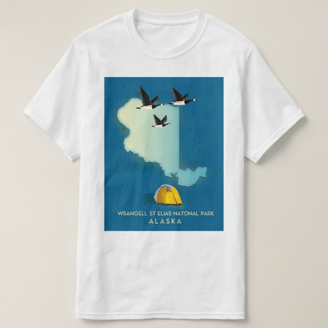 Wrangell St Elias Alaska Karta T Shirt (Design framsida)