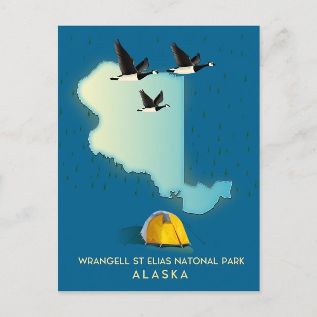 Wrangell St Elias Alaska Karta Vykort (Framsida)
