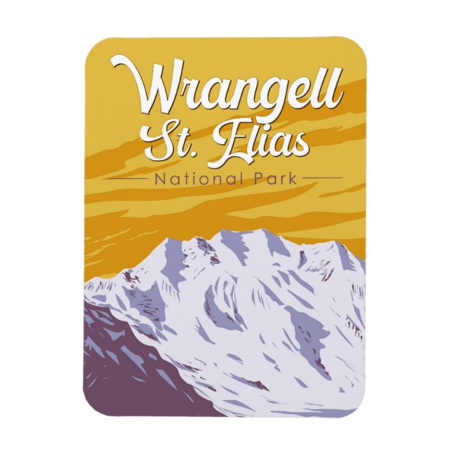Wrangell St. Elias National Park Illustration Art Magnet (Vertikal)