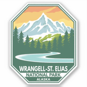 Wrangell St Elias National Park Minimal Retro Klistermärken