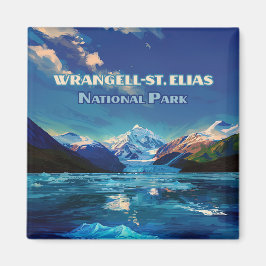 Wrangell St. Elias nationalpark Alaska Retro Card Magnet