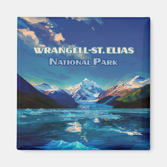 Wrangell St. Elias nationalpark Alaska Retro Card Magnet (Framsidan)