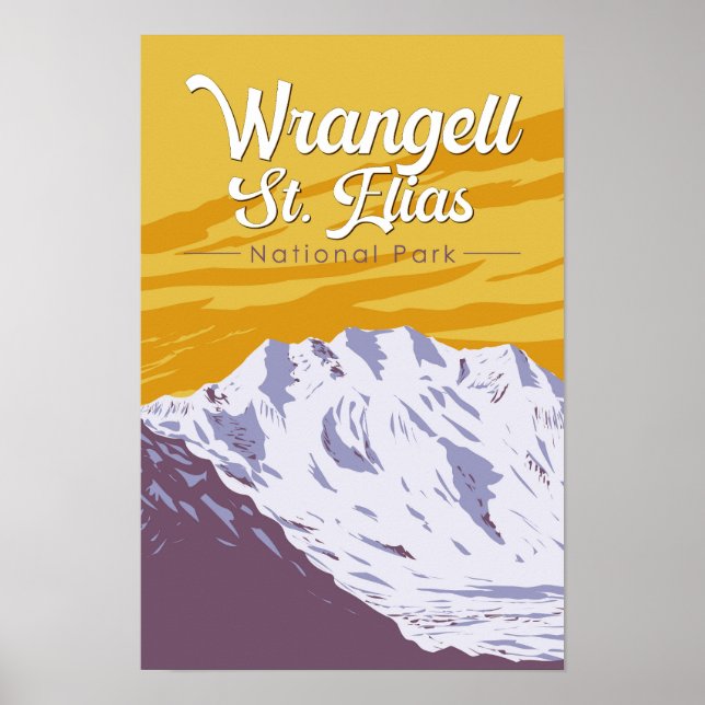Wrangell St. Elias Nationalpark Illustration Konst Poster (Framsidan)