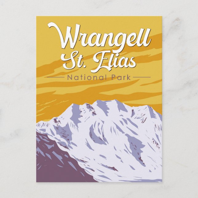 Wrangell St. Elias Nationalpark Illustration Konst Vykort (Framsida)