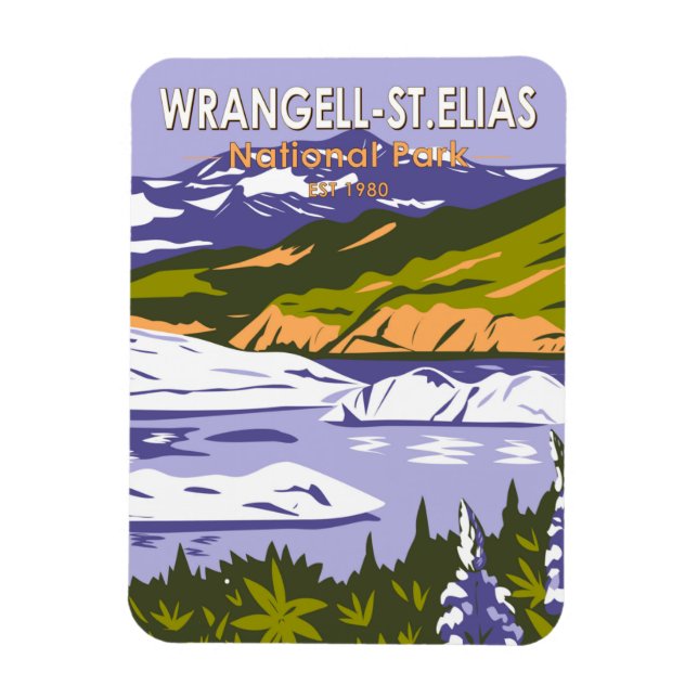 Wrangell St Elias nationalpark Nizina Sjö Alaska Magnet (Vertikal)