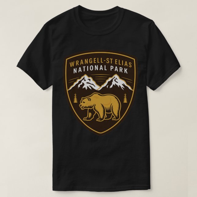 WrangellSt Elias nationalpark Bear Emblem TShirt T Shirt (Design framsida)