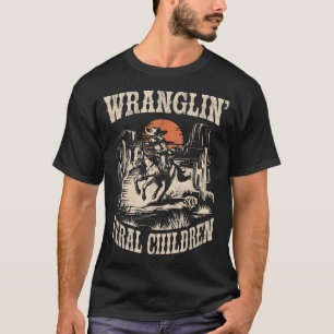 Wranglin Feral Children Cowboy Raccoon 90S Western T Shirt