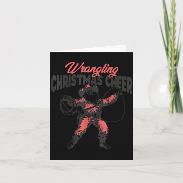 Wrangling Christmas Cheer Funny Cowboy Santa Weste Kort (Framsida)