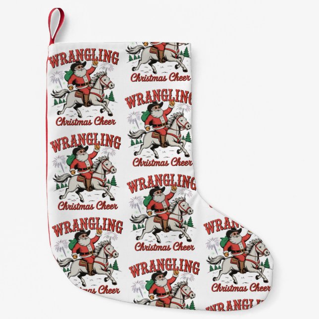 Wrangling jul Cheer Cowboy Santa Land Liten Julstrumpa (Framsidan)