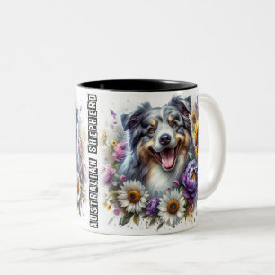 Wrap för Cute Australian shepherd Hund Två-Tonad Mugg