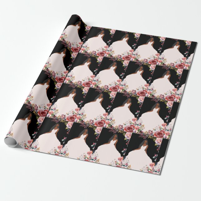 Wrap i African American Bride Möhippa Gift Wrap Presentpapper (Utrullad)