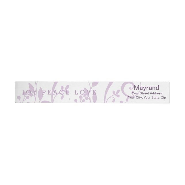 Wraparound Label Lavender Joy Peace Kärlek Helgdag Etikettband (Individual)