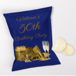 Wrappare för Womans Blue Guld Födelsedagsfest Chip Reklamblad<br><div class="desc">Könsväskor av royal, blått och guld födelsedagsfest chip med högklackskor, presentglas, parfym och champagneglas av söt guld på ett sätt som passar din egen bakgrund i färg. Den här påsen dam födelsedagsfest chip är lätt att personlig med text och foton. Sätt ihop flygplanet runt chip eller lägg av storlek väska...</div>