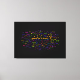 Wrapped Canvas: 99 Namn av Allah (arabiska) Canvastryck