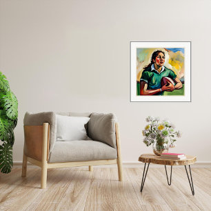 Wrapped Woman Rugby Player Canvastryck