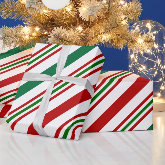 Wrapping av candy cane Red, Grönt och Vita Rand Presentpapper (Helgdagar)