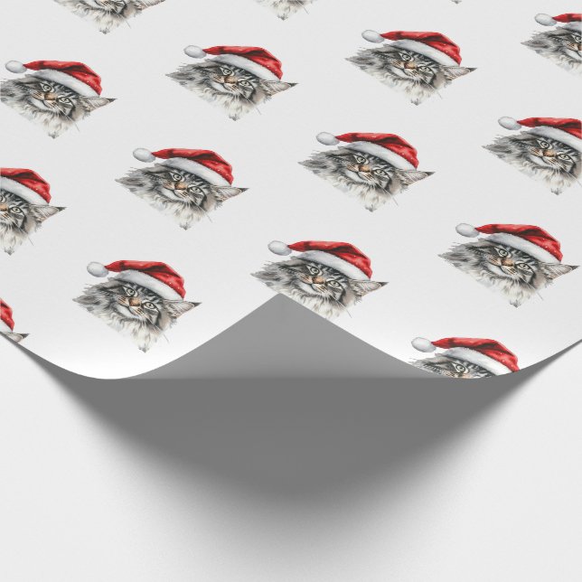 Wrapping  - Festive Maine Coon vid jul Presentpapper (Hörn)
