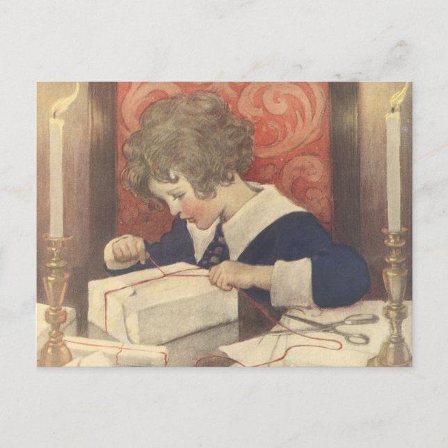 Wrapping Julklapp, Jessie Willcox Smith Helg Vykort (Framsida)