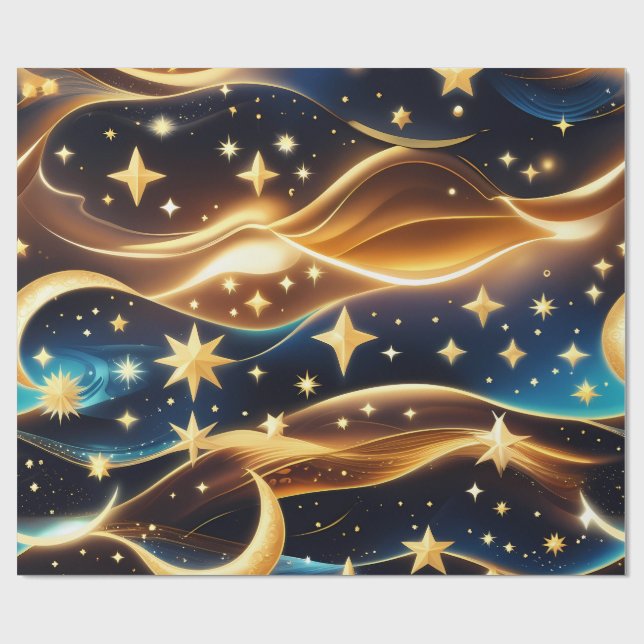 Wrapping Paper - Amber Celestial Moon Presentpapper (Platt)