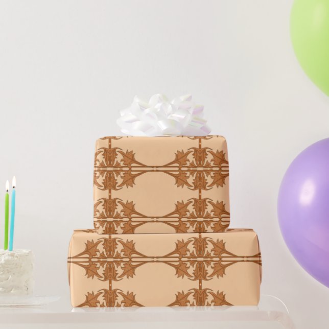 Wrapping Paper - Angled Leaves in Tiled Pattern Presentpapper (Festgåvor)